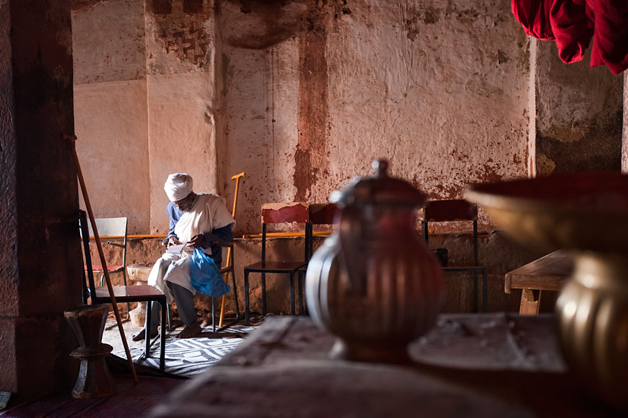 245   Priest in the Abraha Atsbeha rock hewn church   Ethiopia